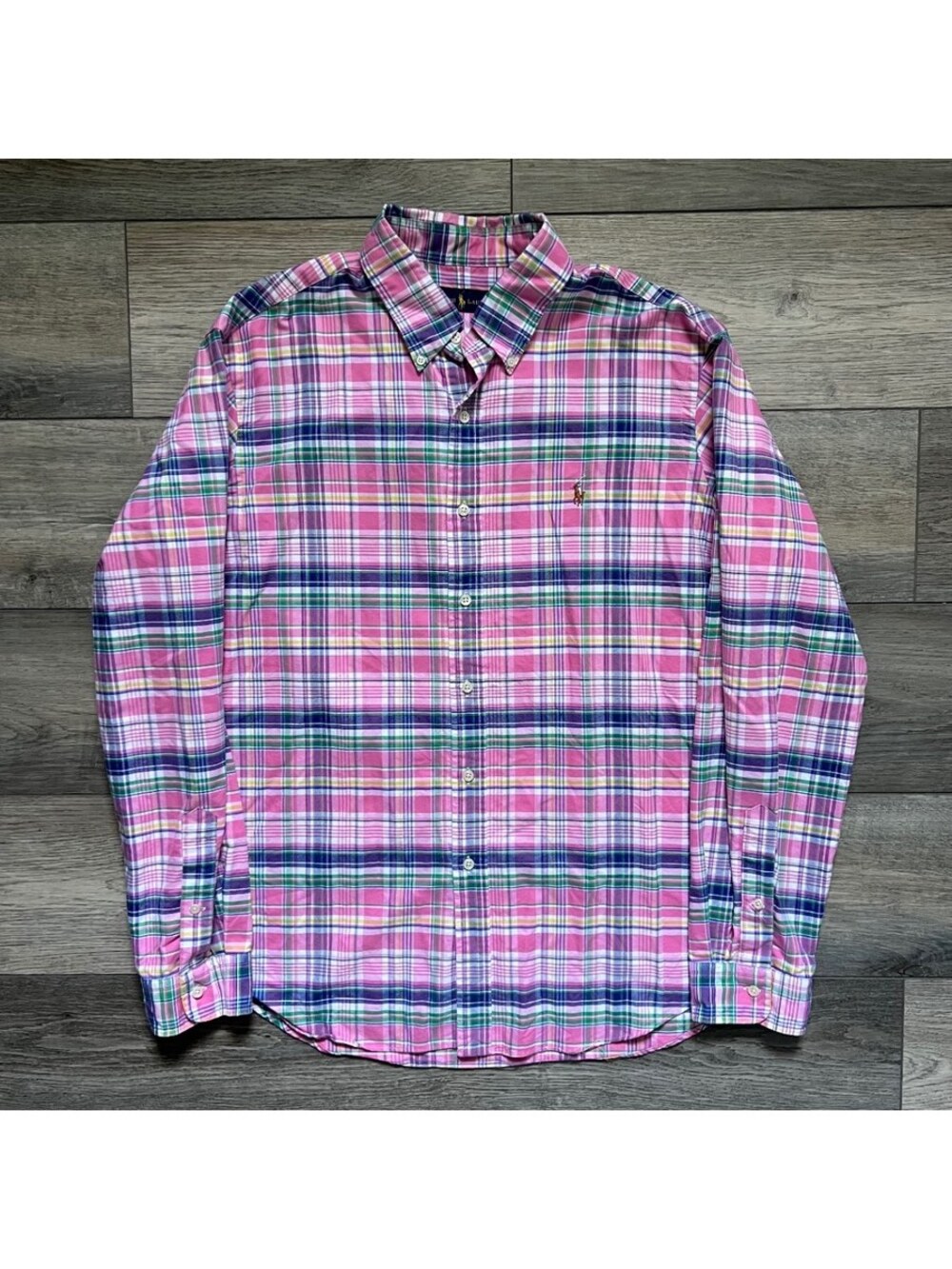 Polo Ralph Lauren Men's XL Button Down Long Sleeve Shirt Pink Plaid Oxford